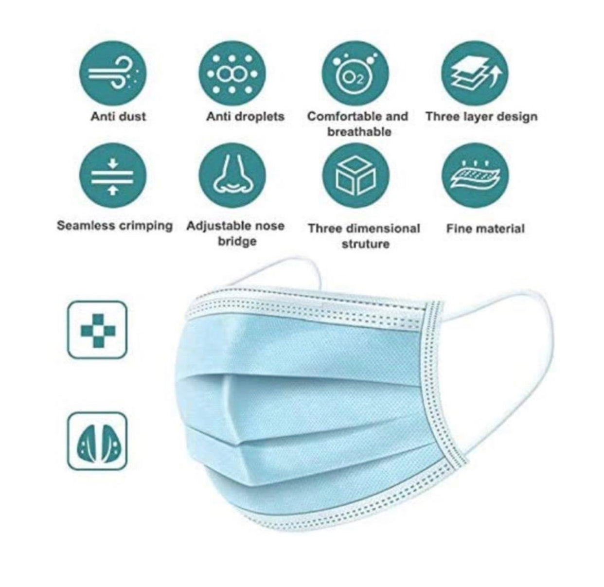 3 PLY Medical Surgical Masks - (50 COUNT)