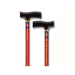 Straight Adjustable Aluminum Cane - Marines